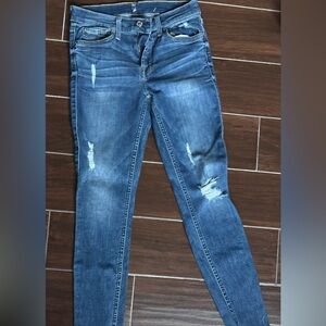 7 For All Mankind Blue Distressed Women Jeans